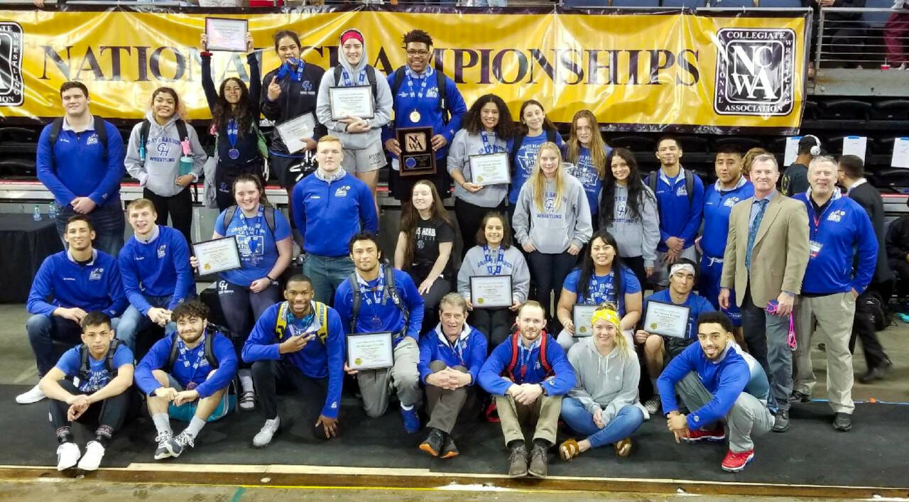 SUBMITTED PHOTO The Grays Harbor College wrestling team — last season’s NCWA national runner-up — was honored with several nominations to the NCWA’s All-Time Team for the Northwest Conference last week.