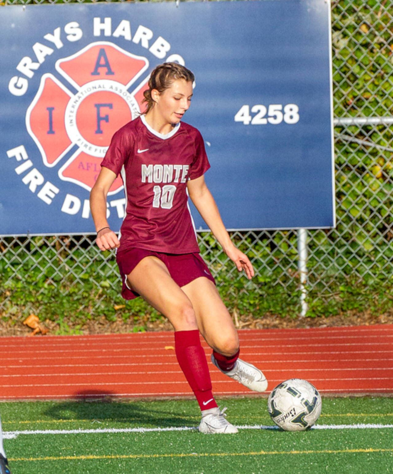 PHOTO BY SHAWN DONNELLY Montesano midfielder Mikayla Stanfield, seen here in a file photo, recorded her third hat trick in four games with a victory over Eatonville Cruisers on Tuesday in Eatonville.