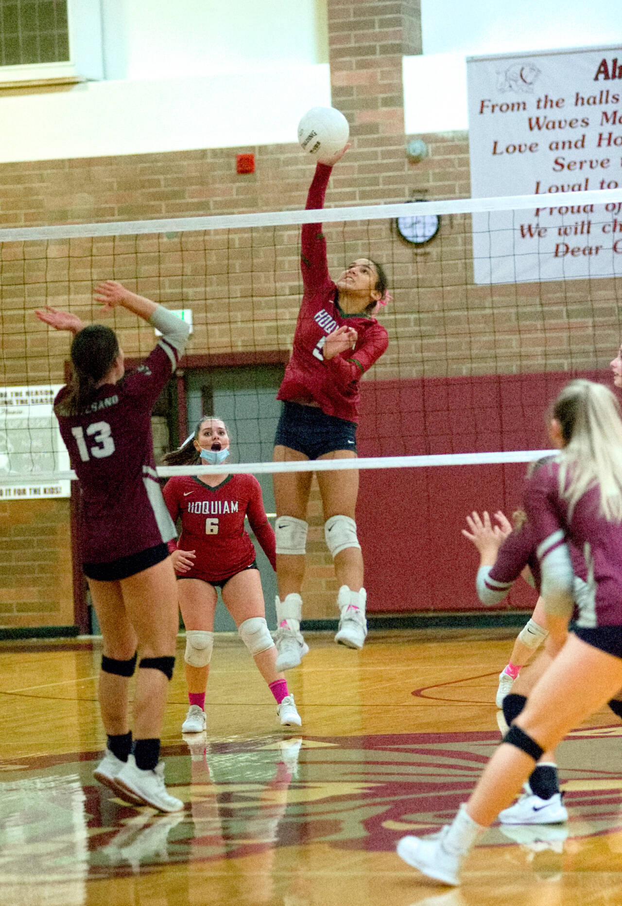 DAILY WORLD FILE PHOTO Hoquiam middle blocker Chloe Kennedy (5) was named co-MVP of the 1A Evergreen League on Tuesday.