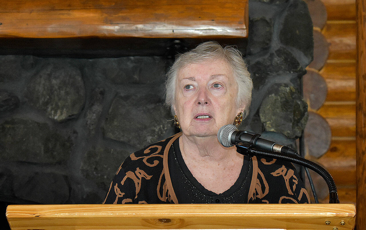 DAN HAMMOCK | THE DAILY WORLD, file 
Ocean Shores Mayor Crystal Dingler speaks at the 2020 Greater Grays Harbor Lunch with the Mayors event at the Rotary Log Pavilion in Aberdeen.