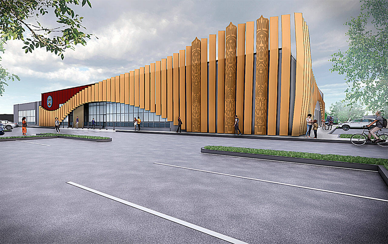 Courtesy of Quinault Indian Nation
Conceptual art shows how the front of the 19,000-square-foot Quinault Indian Nation wellness center will look when construction is completed, estimated in early summer 2022.