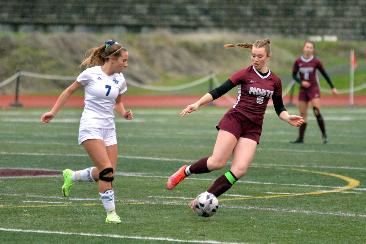 DAILY WORLD FILE PHOTO Montesano senior midfielder Paige Lisherness, right, was named to the 1A All-State First Team on Monday.