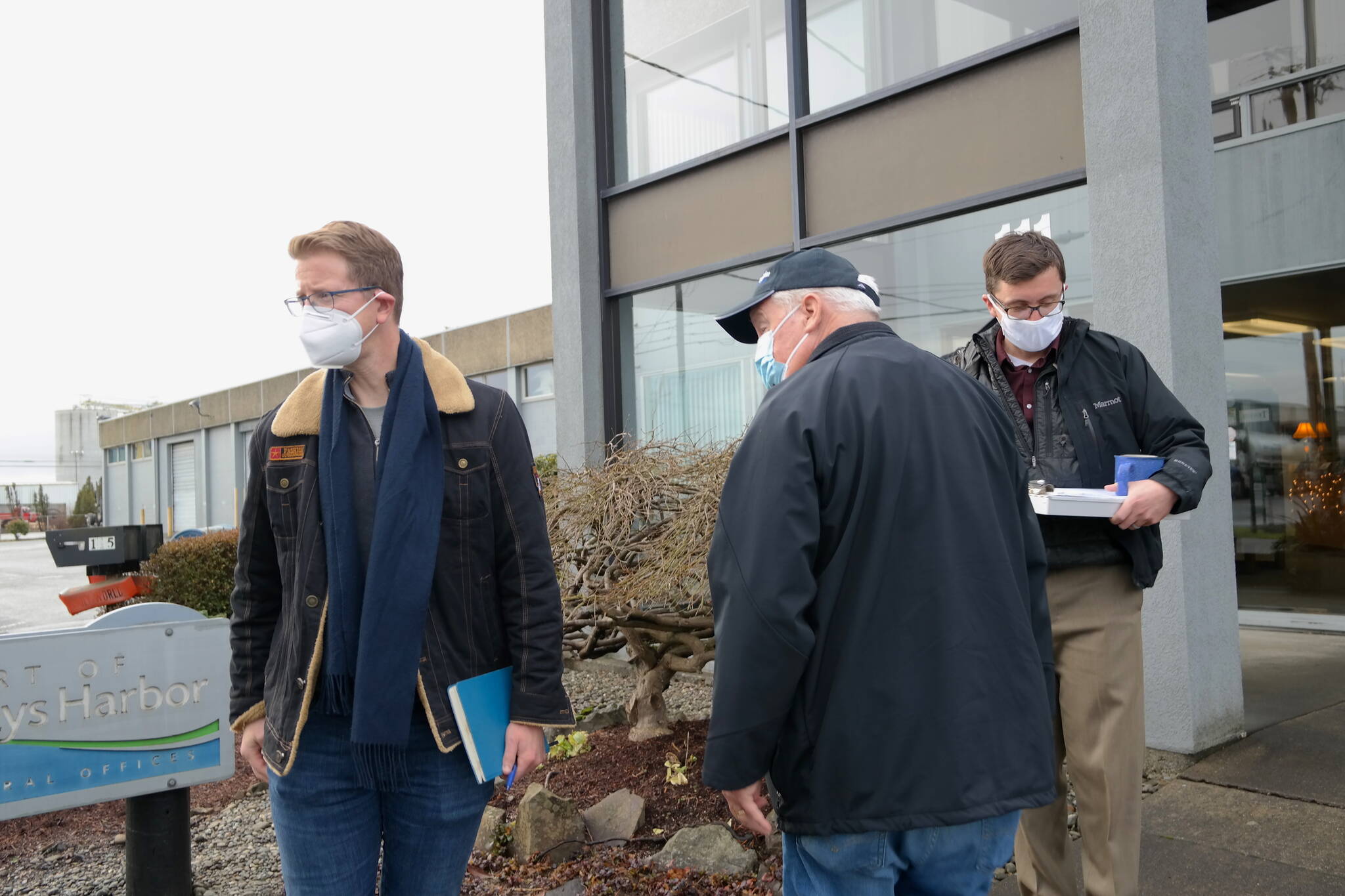 Erika Gebhardt | The Daily World 
U.S. Representative Derek Kilmer (D-WA), left, meets with Port of Grays Harbor officials to visit and discuss plans for the East Terminal 4.