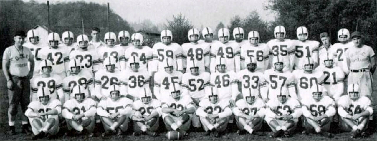 SUBMITTED PHOTO NFL legend John Madden (51, top right) was a two-way tackle on the 1956 Grays Harbor College football team that went 6-1-1.