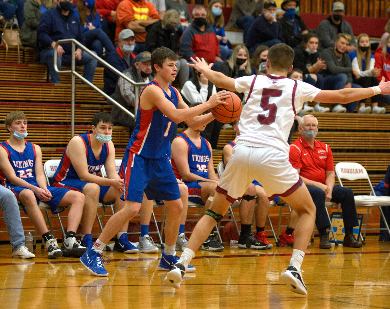DAILY WORLD FILE PHOTO Willapa Valley guard Kolten Fluke scored a team high 19 points to lead the Vikings to a 56-50 victory over the Naselle Comets on Friday in Naselle.