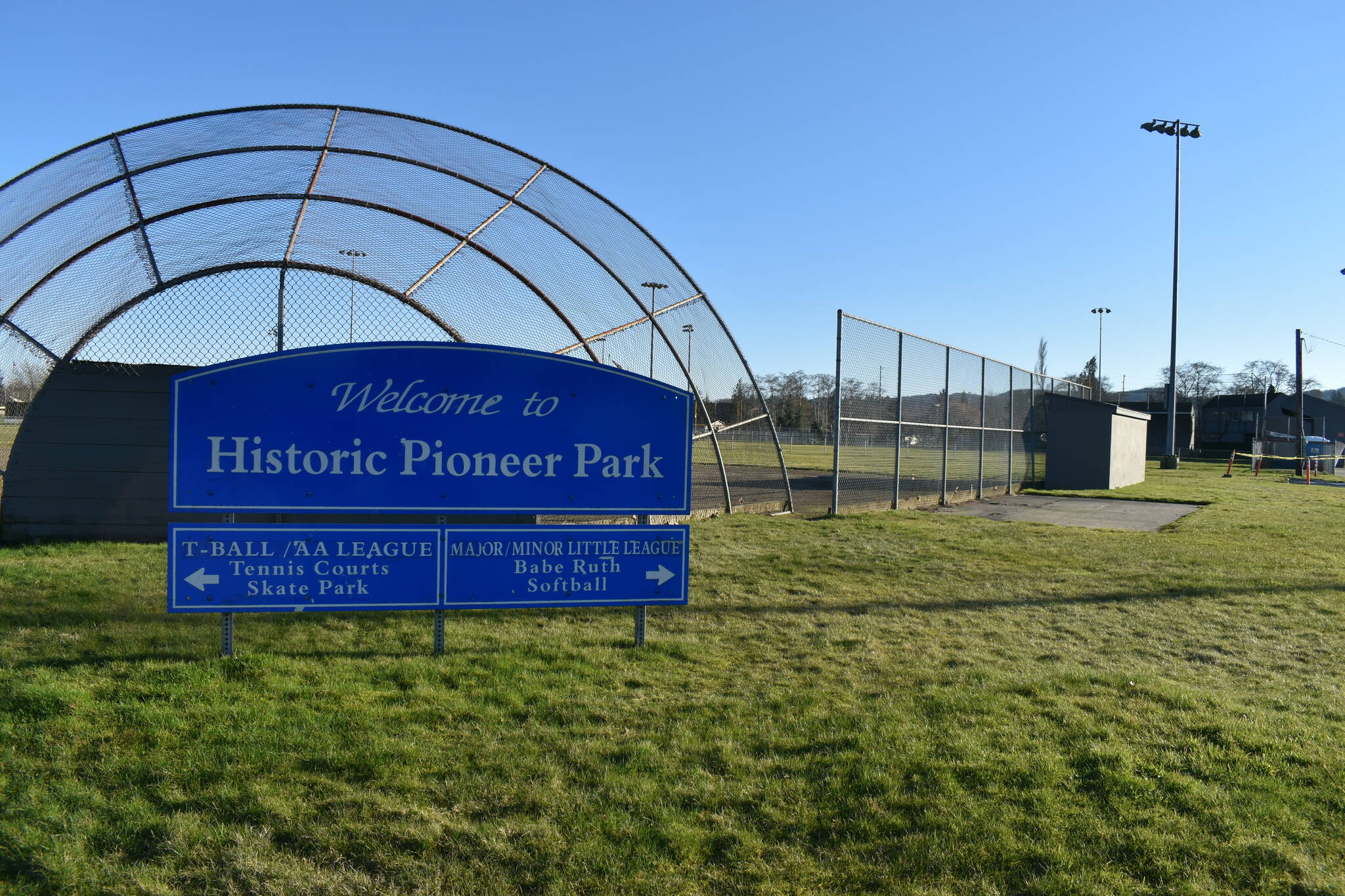 Matthew N. Wells | The Daily World 
Failor Field, located on the South Lawrence Street side of Pioneer Park in Aberdeen, will soon get new fencing that will be ready by March 31, 2022. A new public restroom, which should be ready by October 2022, will be placed next to Failor Field.