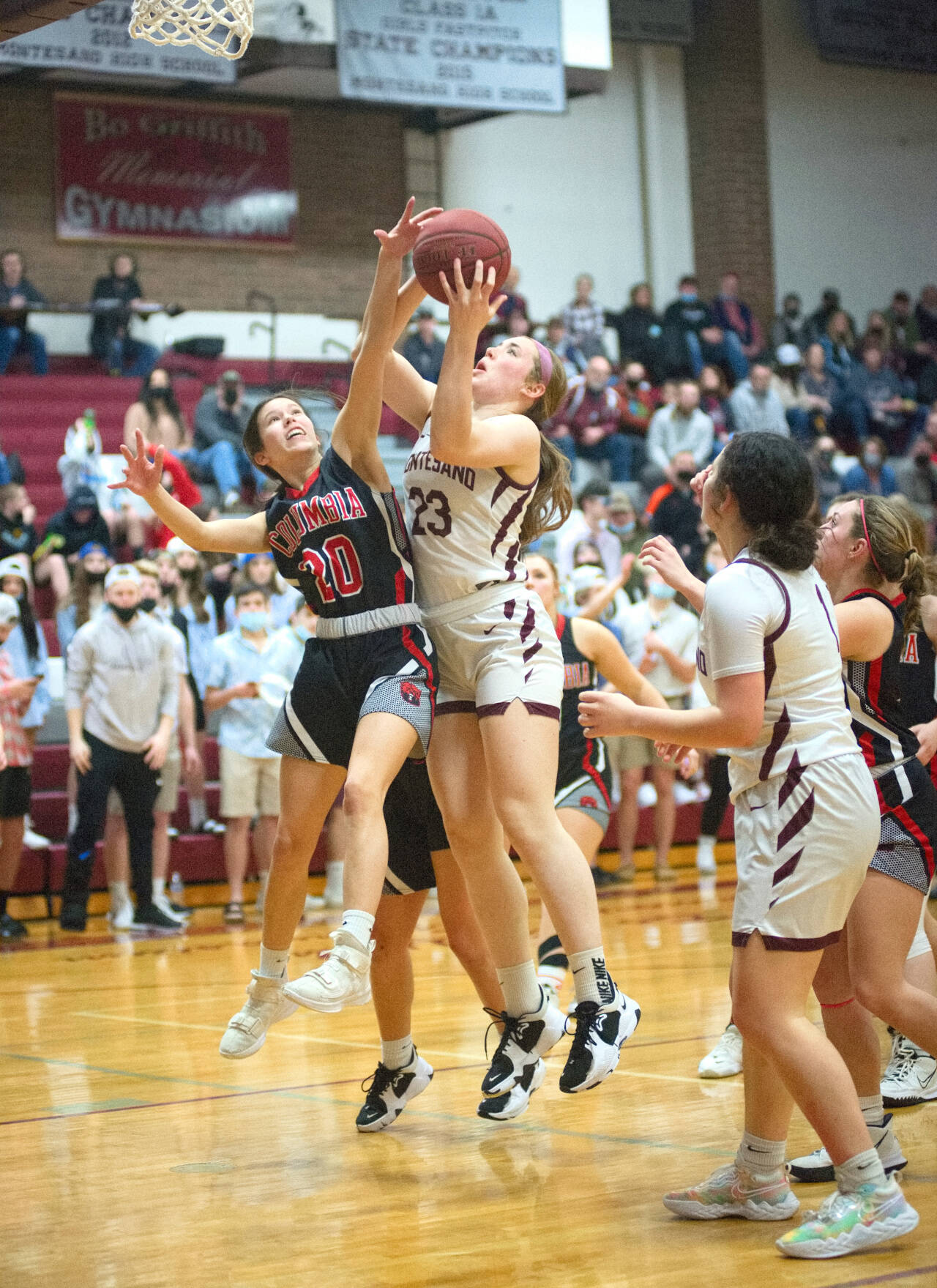 DAILY WORLD FILE PHOTO Montesano senior Paige Lisherness (23) was named the 1A Evergreen League Most Valuable Player on Monday. It’s the second consecutive season Lisherness has won the award, sharing the honor with Tenino’s Ashley Schow last season.