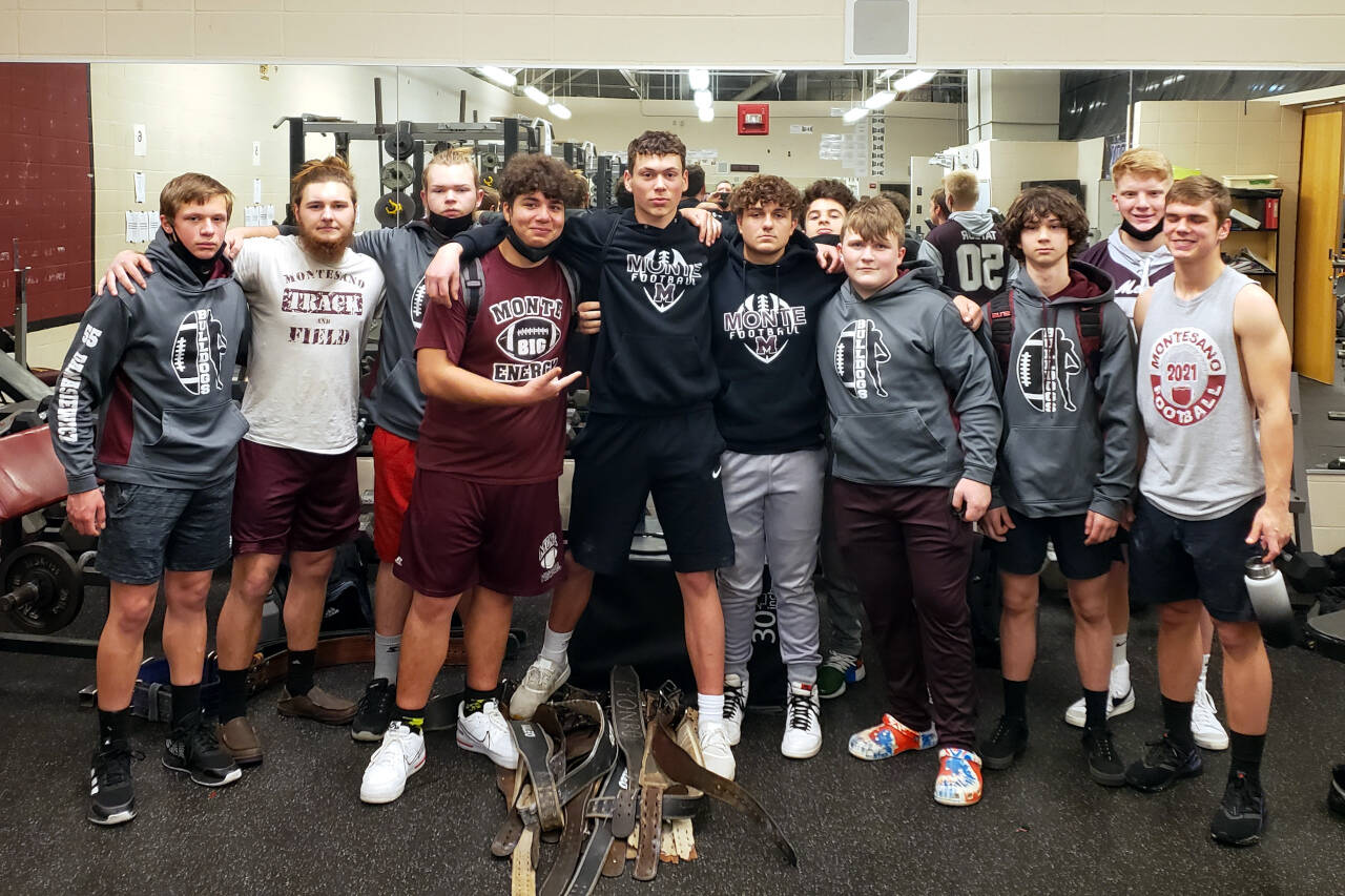 SUBMITTED PHOTO The Montesano Powerlifters team poses for a photo after winning a meet to open the season on Jan. 8 at White River High School.