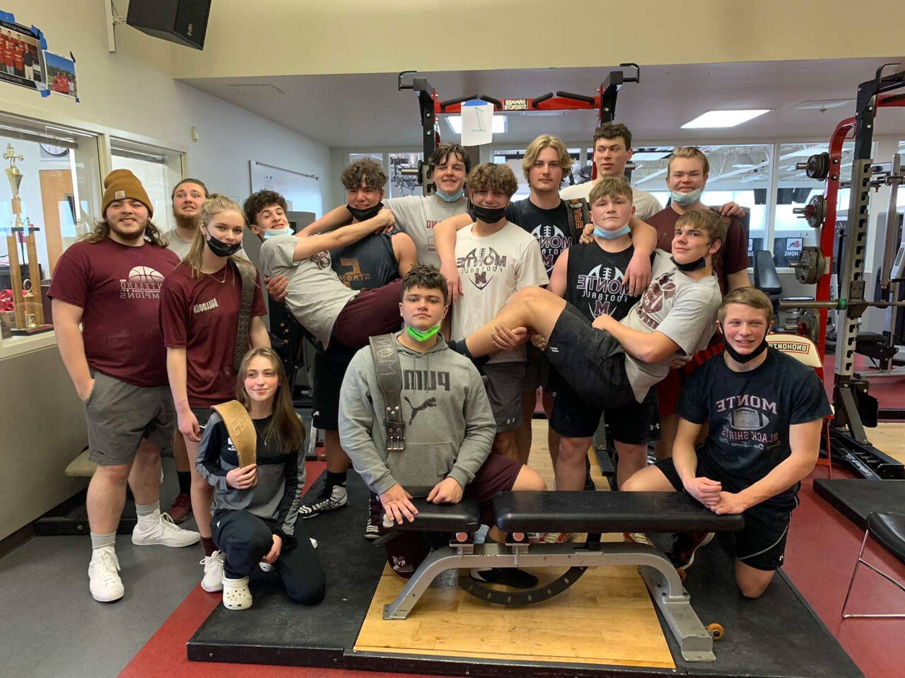 SUBMITTED PHOTO The Montesano powerlifting team poses for a photo after a successful meet in Snohomish on Saturday, March 5, 2022.