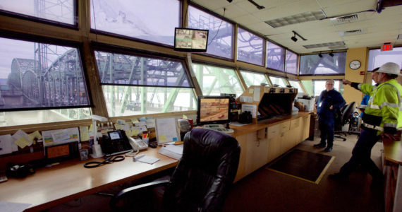 The view from inside the operations center at the heart of the interstate 5 bridge on Oct. 25, 2018. Mark Graves | The Oregonian | File Photo