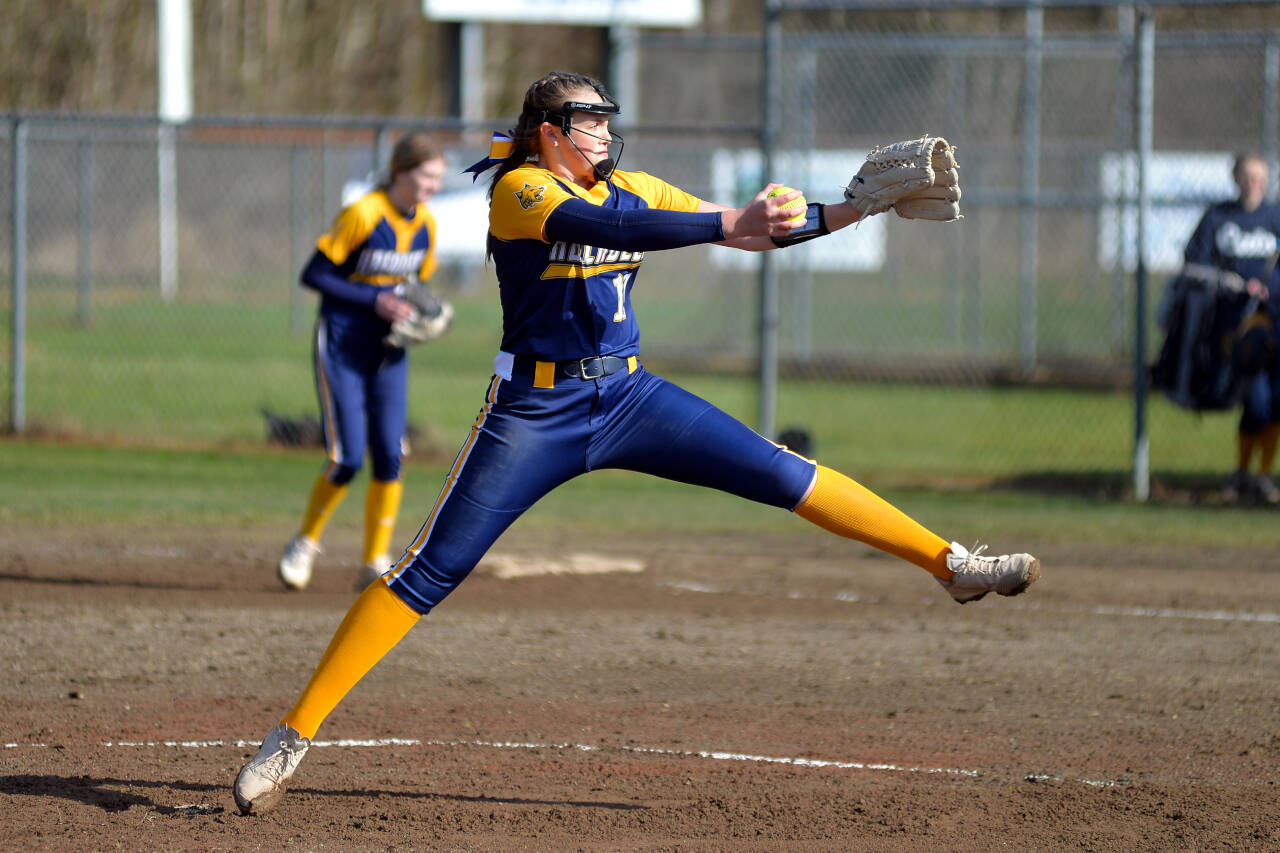 SUBMITTED PHOTO Aberdeen freshman pitcher Lilly Camp struck out 18 batters in throwing a complete-game no-hitter in a 1-0 win over Black Hills on Tuesday in Tumwater.