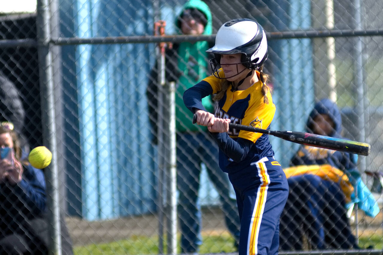DAILY WORLD FILE PHOTO Aberdeen outfielder Aili Scott drove in three runs to help Aberdeen to a 14-1 victory over Hoquiam on Wednesday in Aberdeen.