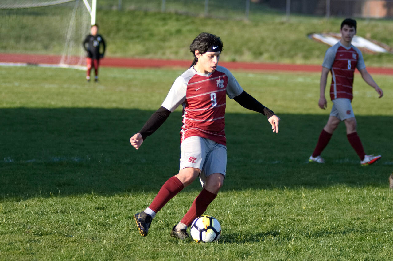 DAILY WORLD FILE PHOTO Hoquiam’s Rene Garcia, seen here in a file photo, scored a goal and recorded an assists in a 4-0 win over Forks on Wednesday in Hoquiam.
