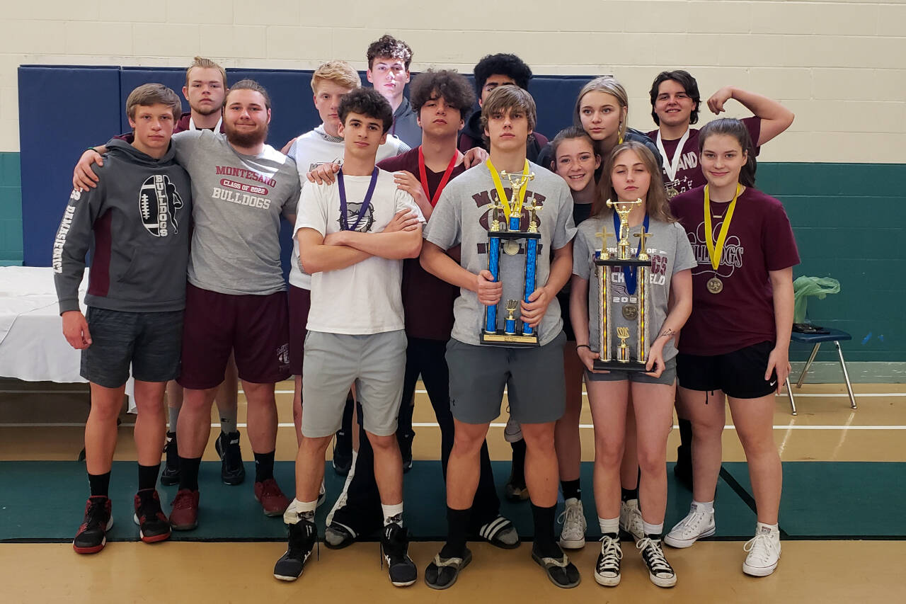 SUBMITED PHOTO The Montesano powerlifting team competed at the Washington State High School Powerlifting Championships on Saturday at Northwest Christian High School in Lacey.
