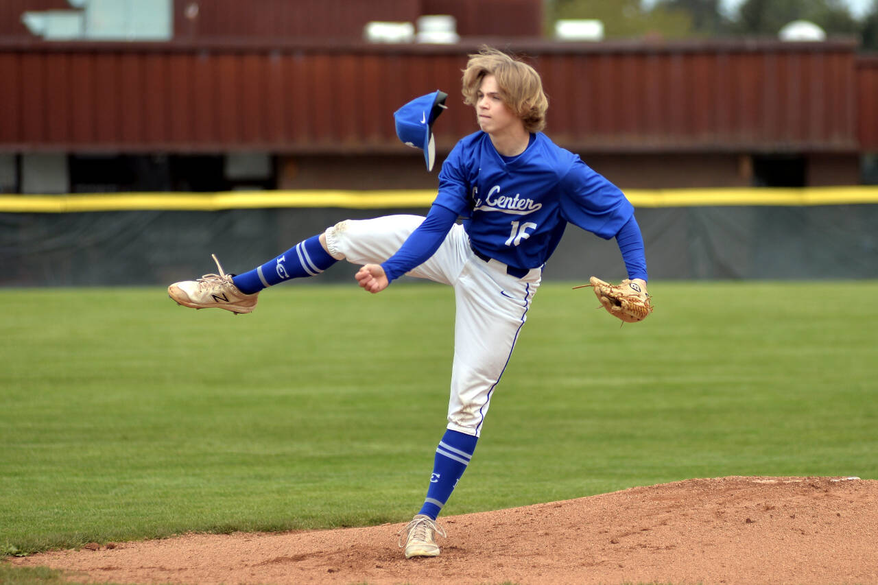 RYAN SPARKS | THE DAILY WORLD La Center freshman pitcher Justin Fuller allowed just one hit and struck out 11 to hand Elma a 3-0 loss in the 1A District 4 championship game on Friday in Castle Rock.