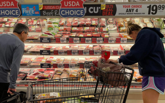 Consumers shop for meat at a Safeway grocery store in Annapolis, Md., on May 16, 2022, as Americans brace for summer sticker shock as inflation continues to grow. (JIM WATSON | AFP VIA GETTY IMAGES | TNS