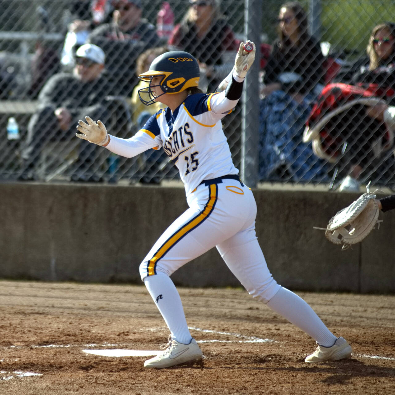 DAILY WORLD FILE PHOTO Aberdeen outfielder Merryn Bruner, seen here in a file photo, hit two home runs and had five RBI in a 15-5 mercy-rule victory over Columbia River in the 1A District 4 Tournament on Thursday.