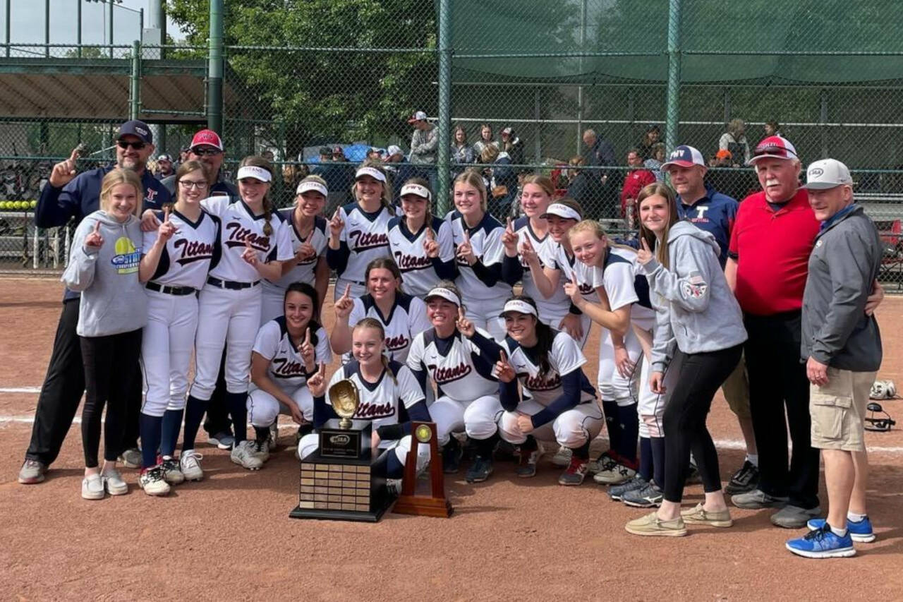 SUBMITTED PHOTO The Pe Ell-Willapa Valley Titans pose for a photo after winning the 2B State Softball Championship 11-0 over Adna on Saturday at the Gateway Sports Complex in Yakima.