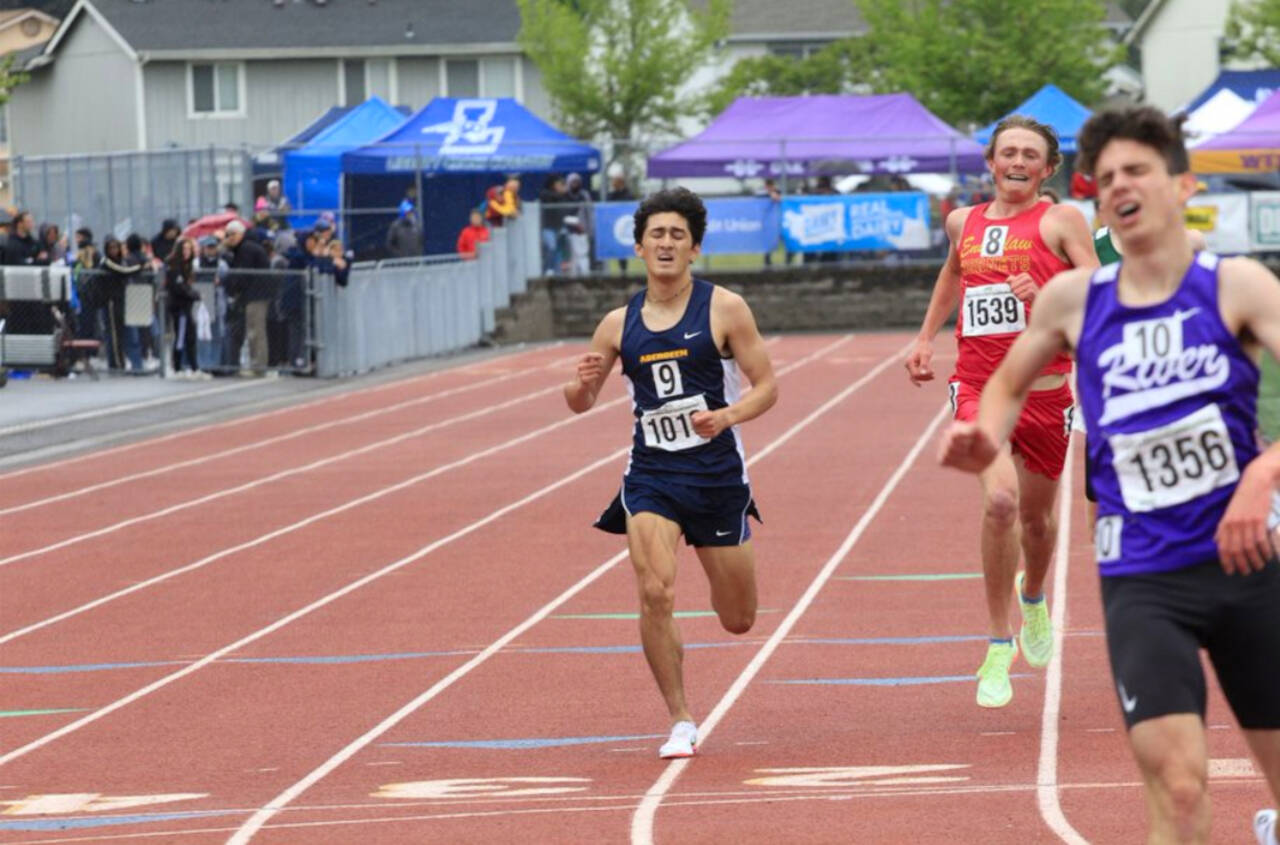 PHOTO COURTESY OF DENNIS NELSON Aberdeen senior Julian Campos competes in the 3200 meter race at the 2A State Track & Field Championships on Saturday at Mount Tahoma High School in Tacoma.