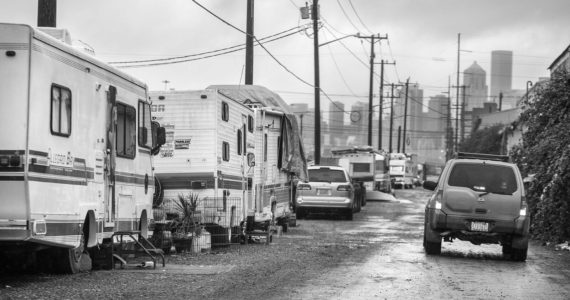 Steve Ringman | Seattle Times | TNS | File Photo 
A number of recreational vehicles are shown parked in an alley in the SODO area of Seattle.