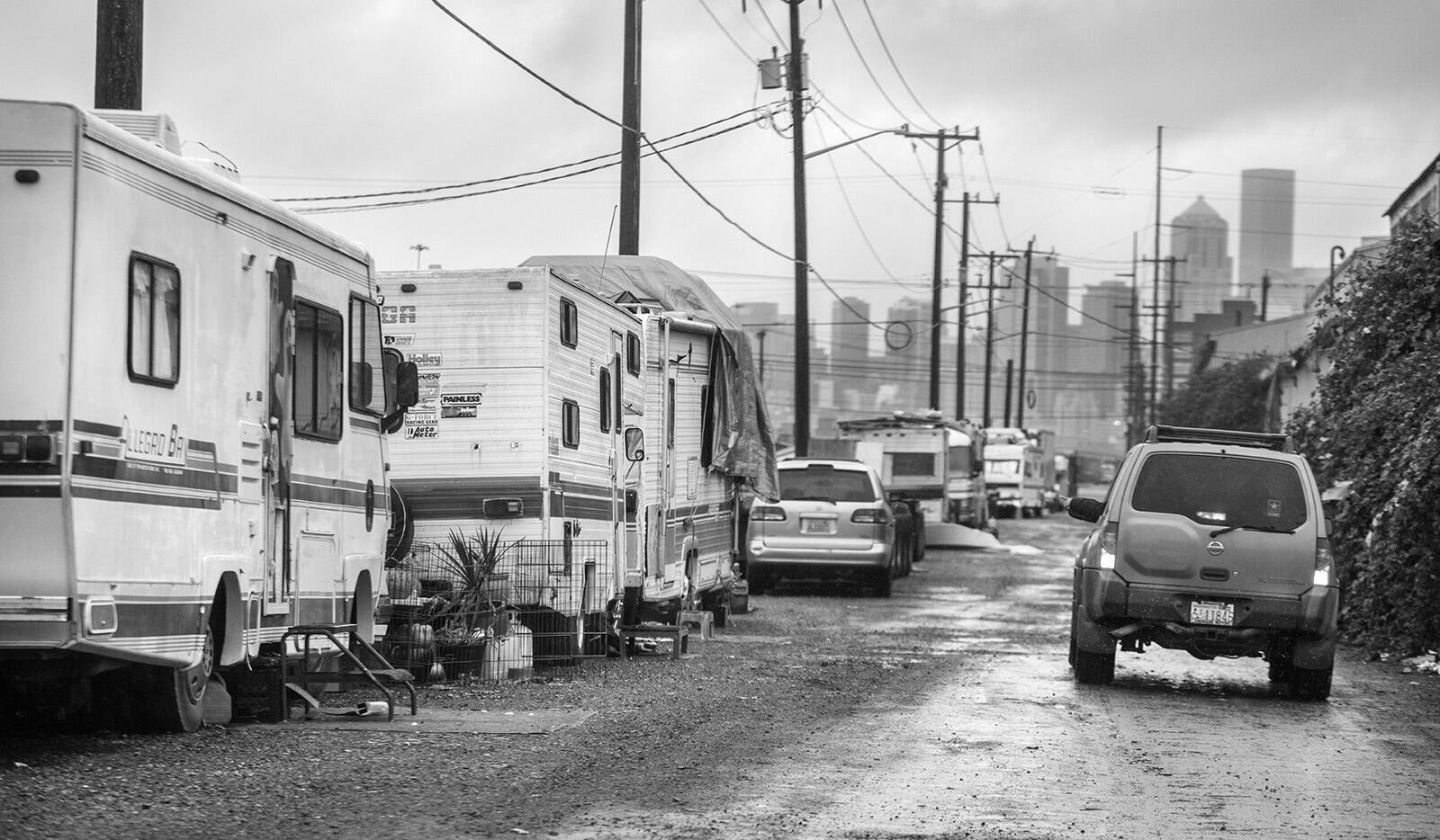 Steve Ringman | Seattle Times | TNS | File Photo 
A number of recreational vehicles are shown parked in an alley in the SODO area of Seattle.