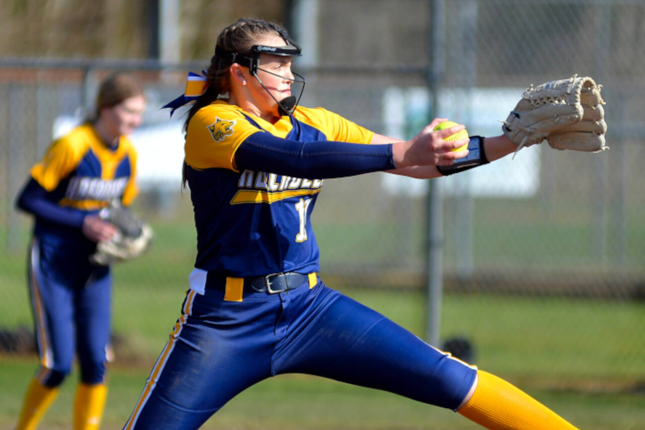 DAILY WORLD FILE PHOTO Aberdeen freshman pitcher Lilly Camp was named to the 2A Evergreen All-League First Team for the 2022 season.