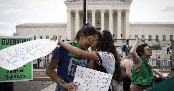 Activists react to the Dobbs v Jackson Women’s Health Organization ruling which overturns the landmark abortion Roe v. Wade case in front of the U.S. Supreme Court on June 24, 2022, in Washington, D.C. Anna Moneymaker | Getty Images | TNS