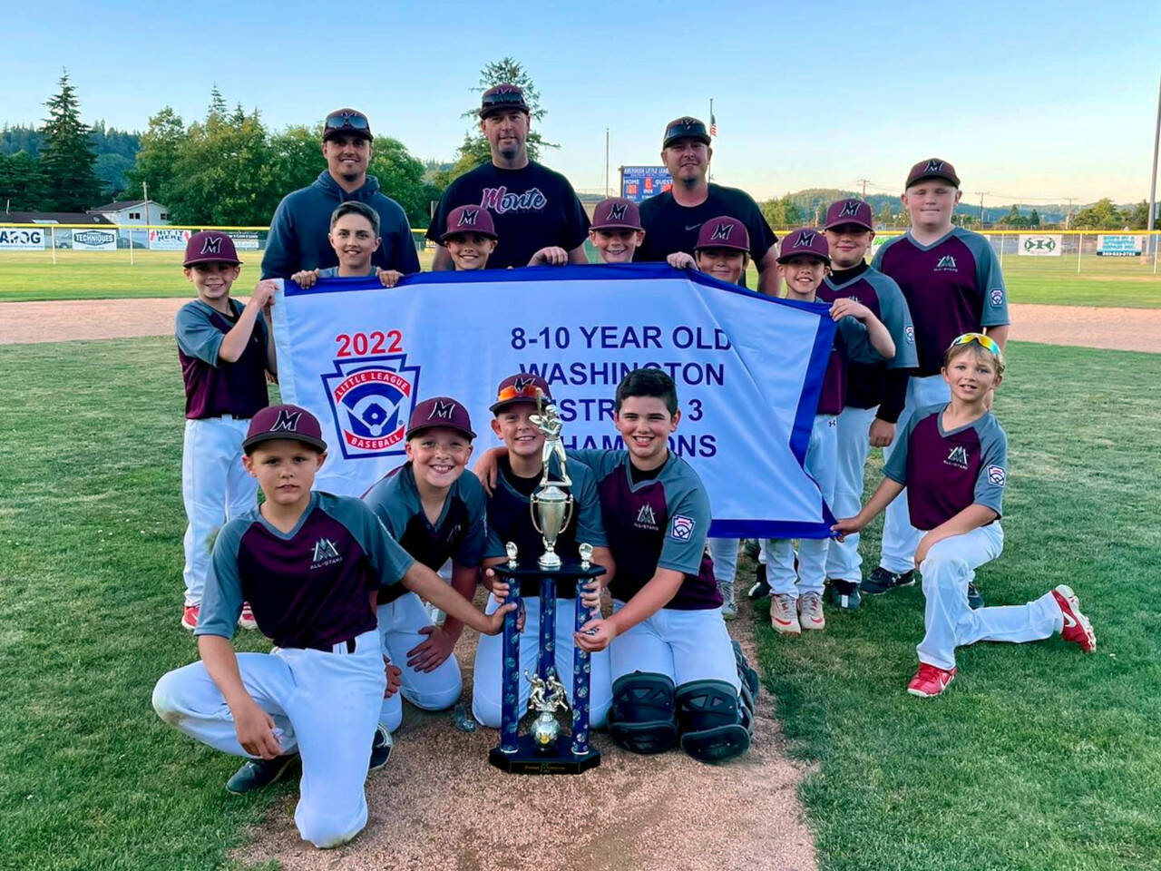 PHOTO COURTESY OF MONTESANO LITTLE LEAGUE The Montesano 10U Little League All Stars defeated Larch Mountain 13-11 to win the District 3 Little League championship on Thursday in Aberdeen.