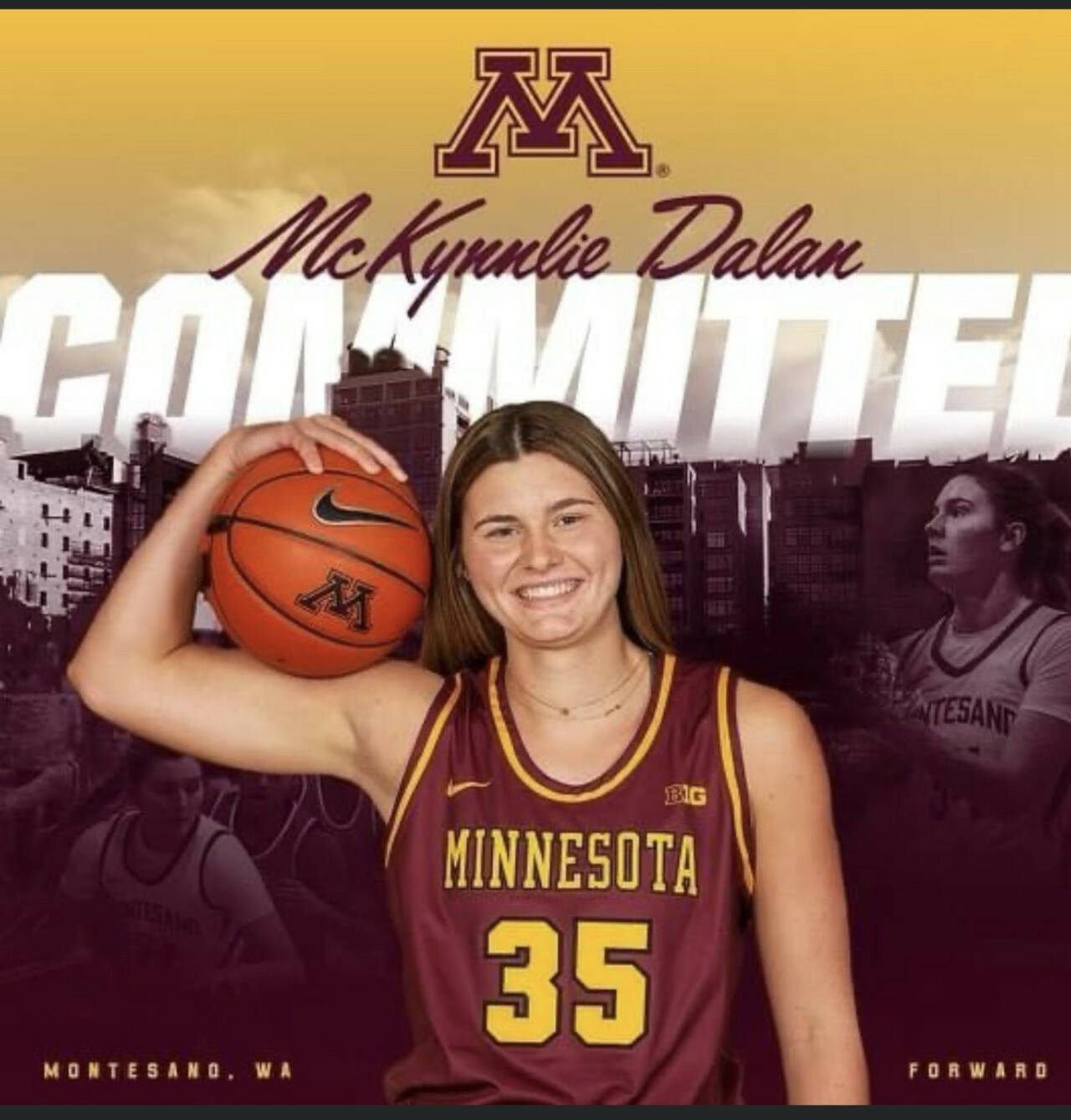 SUBMITTED PHOTO 
Montesano senior McKynnlie Dalan committed to play basketball for the University of Minnesota Golden Gophers in 2023.