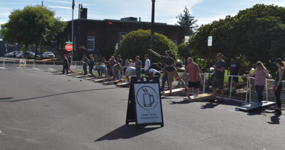 Allen Leister | The Daily World
Thirty teams gathered and registered to compete for cash winnings in the cornhole competition during the Monte Brew Fest on Saturday in Montesano. First place took $200 while second and third place took $100 and $50, respectively.