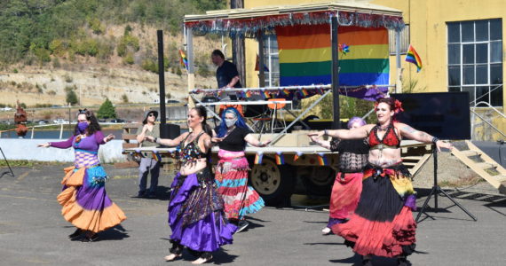 Allen Leister | The Daily World 
Dancers from Jeweled Scarab Dancing Company performed multiple events for guests throughout the 2022 Grays Harbor Pride Festival on Saturday at the Grays Harbor Historical Seaport, in Aberdeen. The troupe specializes in Middle Eastern-style belly dancing.