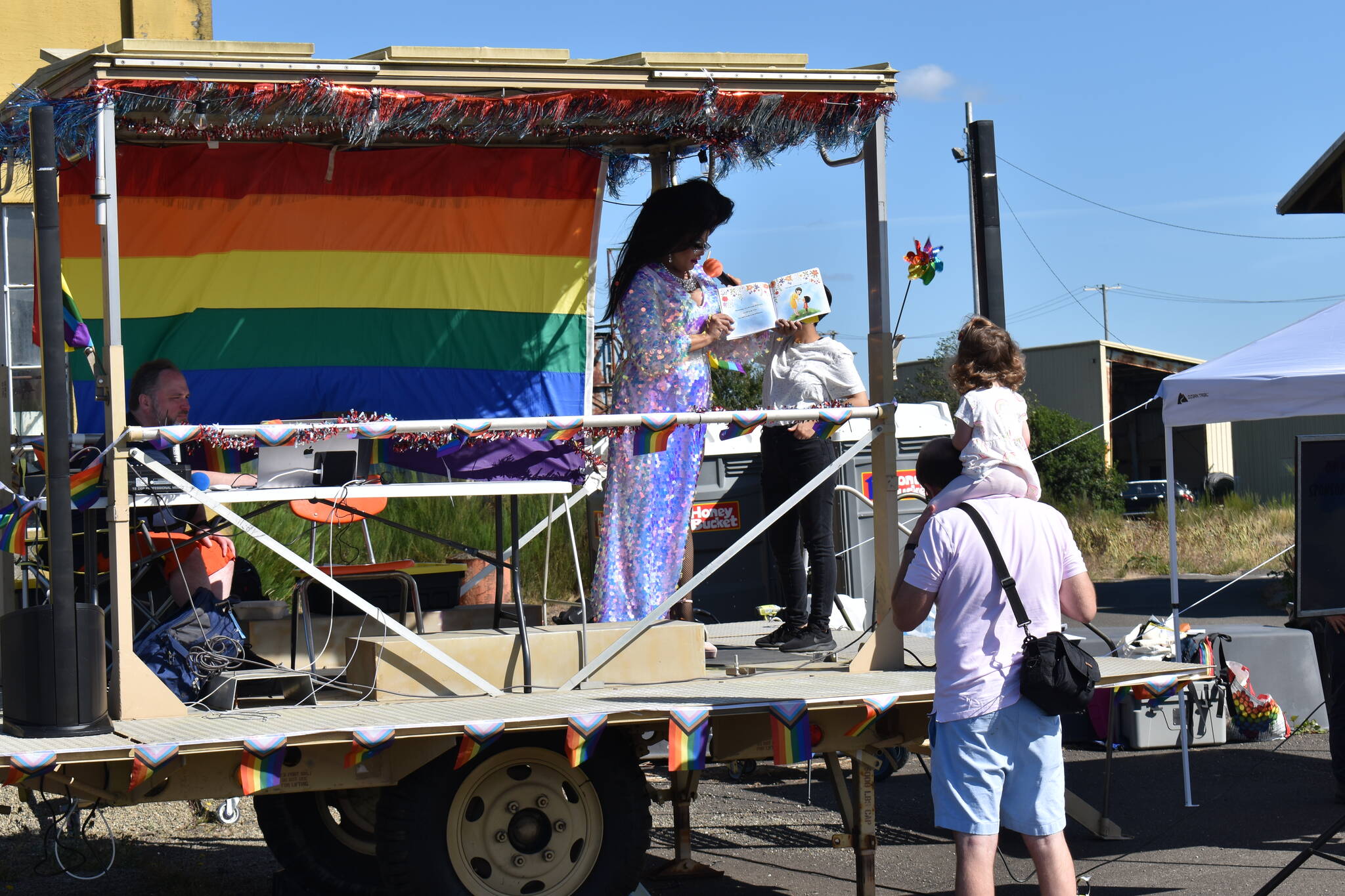 With drag being a popular format at pride festivals, children were given the opportunity to participate in Drag Queen Story Time at the 2022 Grays Harbor Pride Festival on Saturday at the Grays Harbor Historical Seaport in Aberdeen. (Allen Leister | The Daily World)