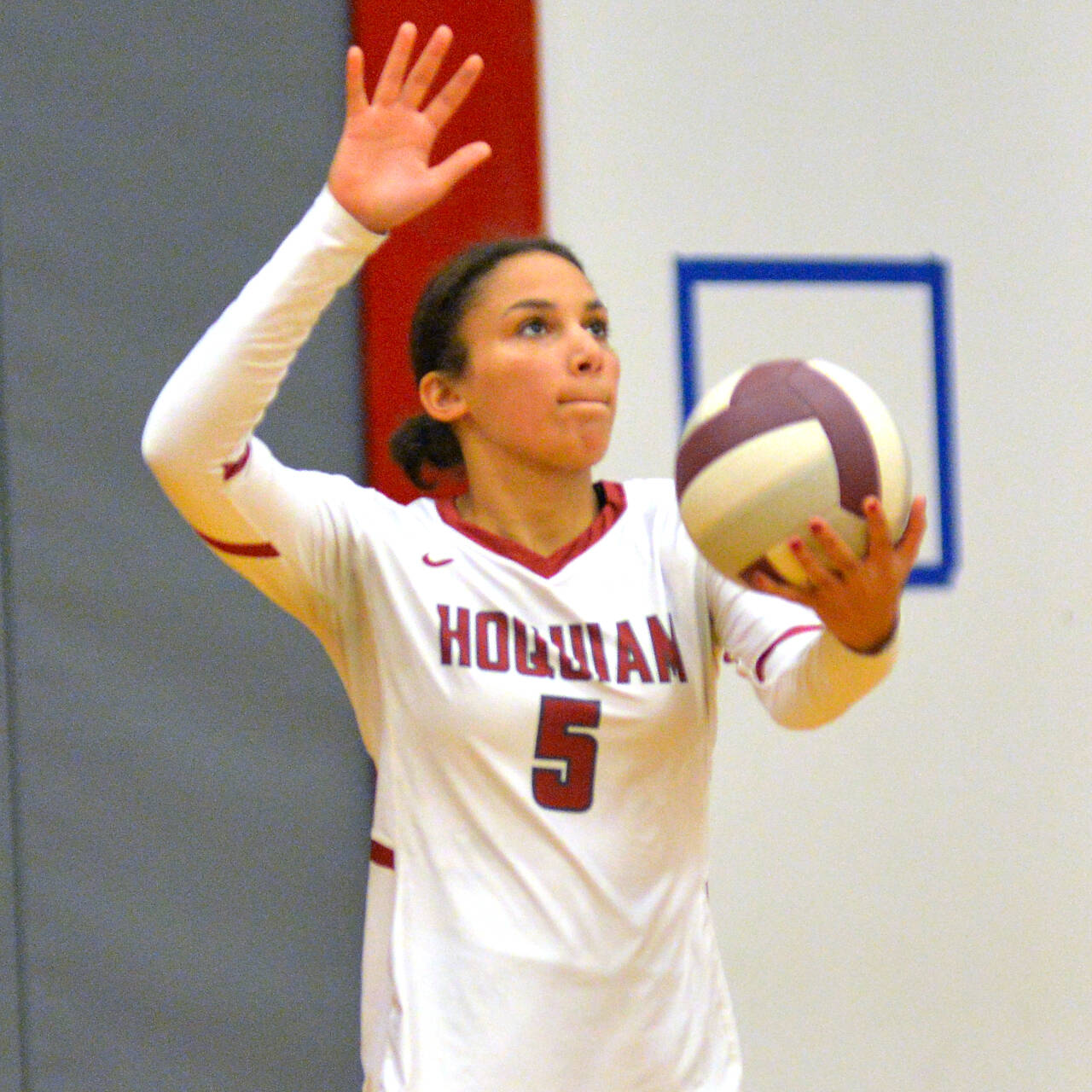 RYAN SPARKS | THE DAILY WORLD Hoquiam senior middle blocker Chloe Kennedy had five aces during a straight-set victory on Tuesday, Sept. 27, 2022 in Hoquiam.