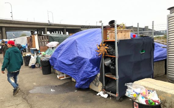 photos by Michael Wagar | The Daily World
A homeless camp along the railroad tracks near the Chehalis River Bridge has city officials and area business owners searching for a solution to a difficult situation.