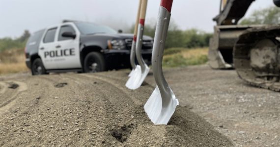Michael S. Lockett | The Daily World 
Aberdeen police and city officials broke ground on a new firing range on Oct. 7, 2022, dedicated to a former officer with the department.