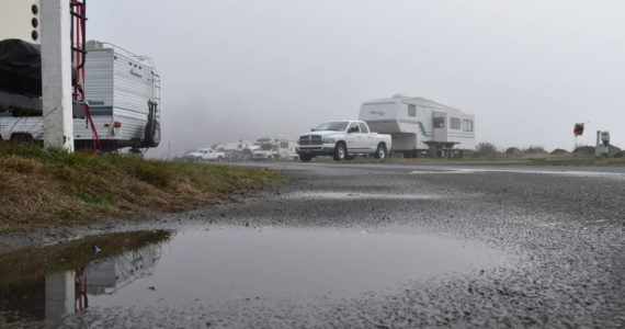 Clayton Franke | The Daily World 
Light rain dampened roads and camping vehicles at Pacific Beach State Park the morning of Thursday, Oct. 20.