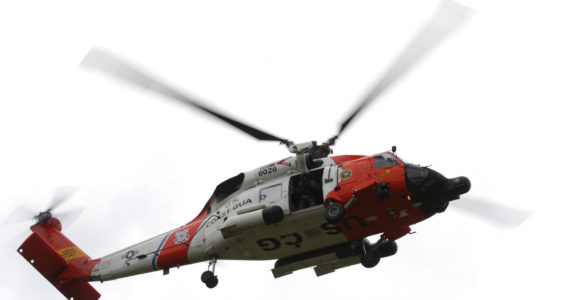 Michael S. Lockett / The Daily World 
An MH-60 Jayhawk from Coast Guard Air Station Astoria that visited Aberdeen as part of a Veterans Day ceremony makes its approach on Nov. 10.