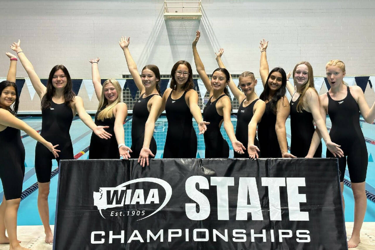 SUBMITTED PHOTO 
The Aberdeen Bobcats girls swim team placed 10th overall at the WIAA 2A State Swim & Dive Championships on Friday and Saturday at the King County Aquatics Center in Federal Way.