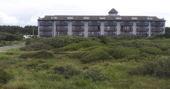 City of Ocean Shores
Pink flagging marks where the High Dune Trail will cross the dunes in front of the Lighthouse Suites Inn in Ocean Shores. The city recently secured right-of-way to use the 200-foot parcel of land outside of the hotel after extended negotiations.