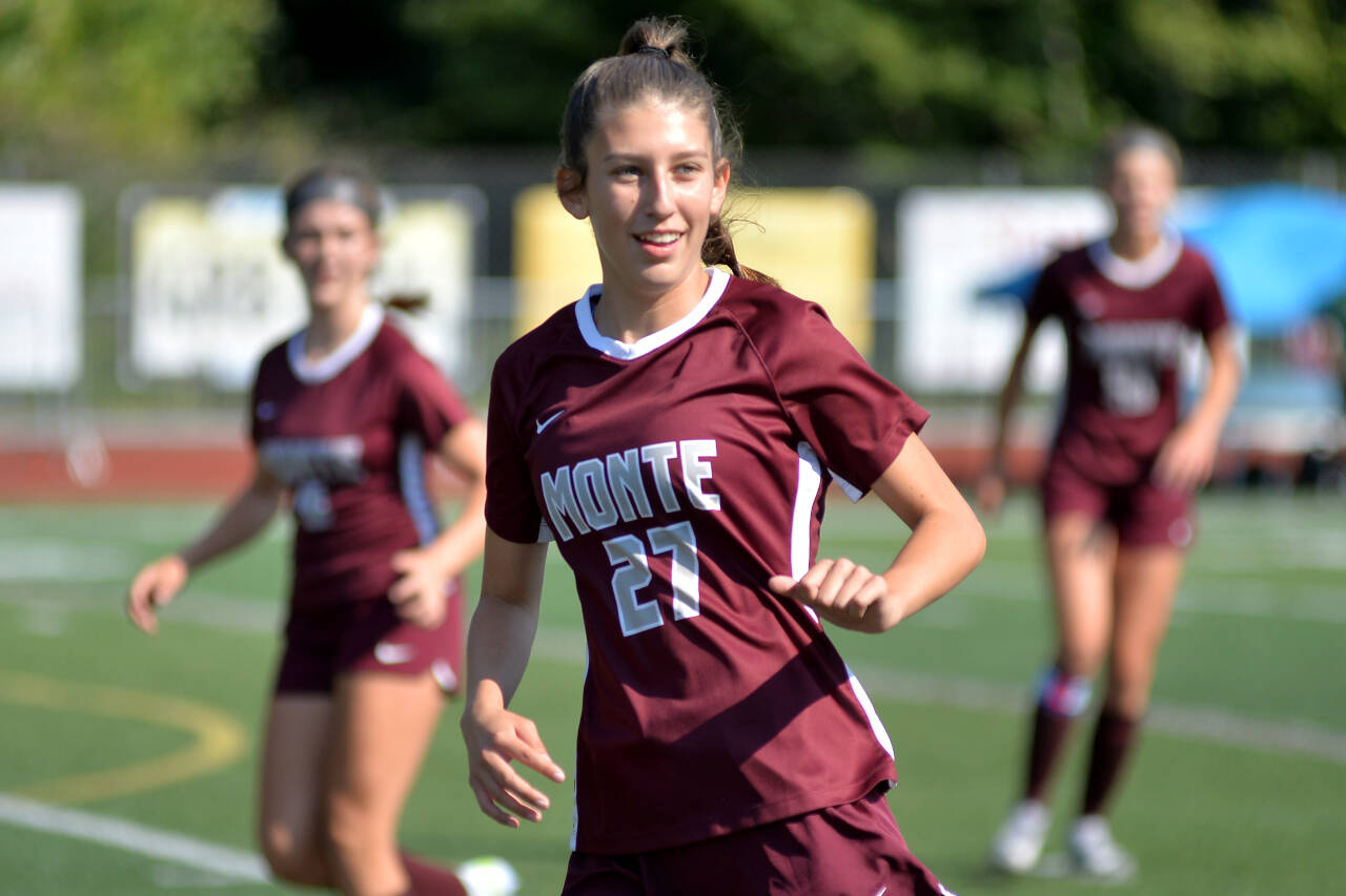 DAILY WORLD FILE PHOTO Montesano senior Belle Estrada, seen here in a file photo, was involved in one of the Bulldogs’ rare scoring opportunities in a 3-0 loss to No. 1 Klahowya in a 1A State semifinal game on Friday, Nov. 18, 2022 in Shoreline. The Bulldogs finished the season fourth in the state for the second-consecutive season.