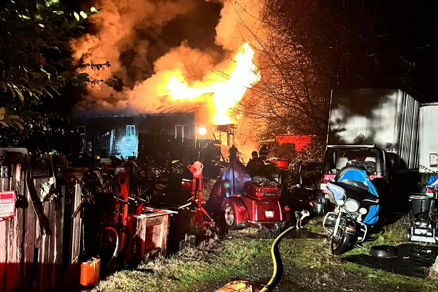 Grays Harbor Fire District 2 and the Montesano Fire Department responded to a structure fire on Nov. 22, resulting in the total loss of the residence. (Screenshot / GHFD2)