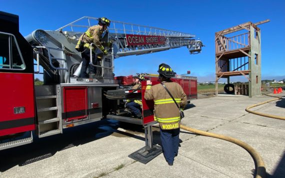 IAFF Local 2109 / Kara McDermott
Members of the Ocean Shores Fire Department carry out a training exercise. The department is currently experiencing an issue getting funding for more staffing, even as call volume appears to be headed in one direction.