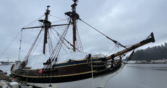 Lady Washington lies alongside the pier at the Grays Harbor Historical Seaport, laid up for winter. The nonprofit is seeking funds to update equipment aboard the vessel, now more than three decades old. (Michael S. Lockett / The Daily World)
