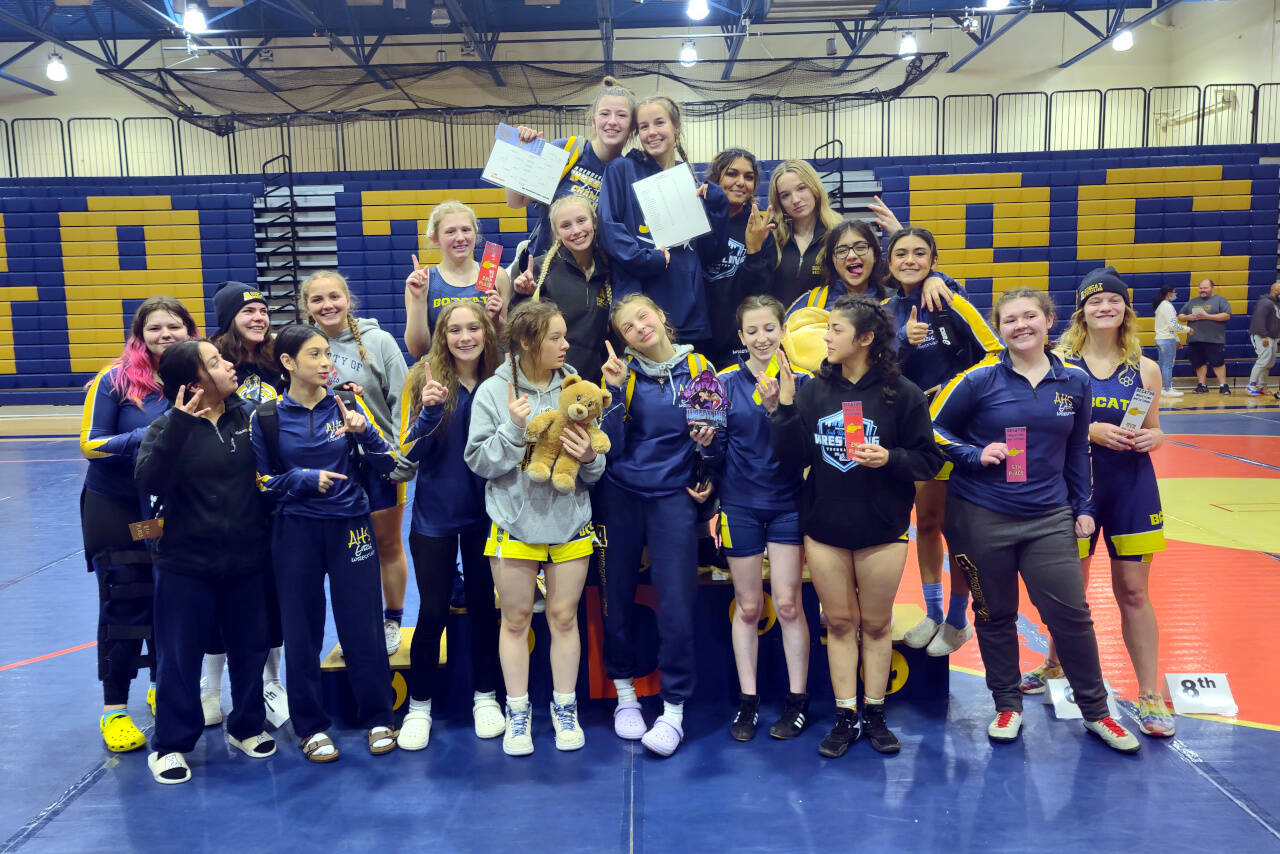 SUBMITTED PHOTO Aberdeen’s girls wrestling team won its second large-school meet in as many weeks, placing first at the Decatur Invitational on Friday in Federal Way.