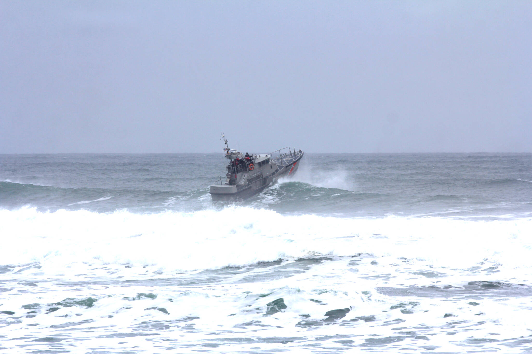 Michael S. Lockett / The Daily World 
U.S. Coast Guard rescue vessels from Station Grays Harbor practice operating in heavy surf conditions on Dec. 9.