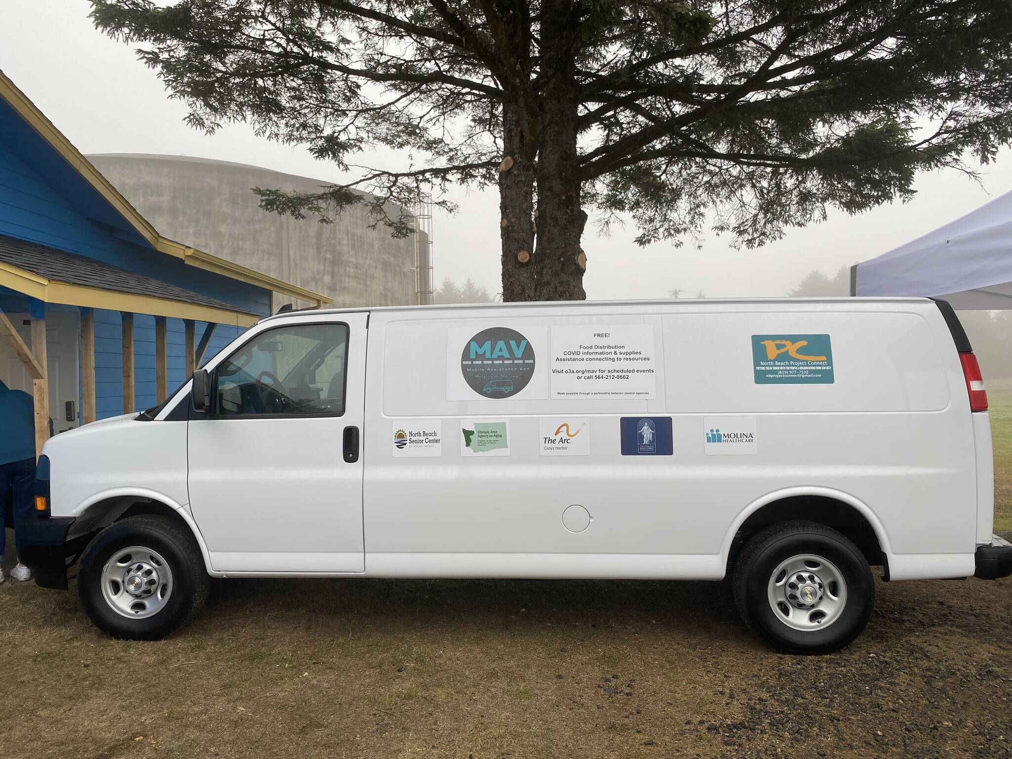 (Photo courtesy of Michelle Fogus) The Mobile Assistance Van (MAV) at its inaugural event in October. The van provides health supplies, food, and access to healthcare services.