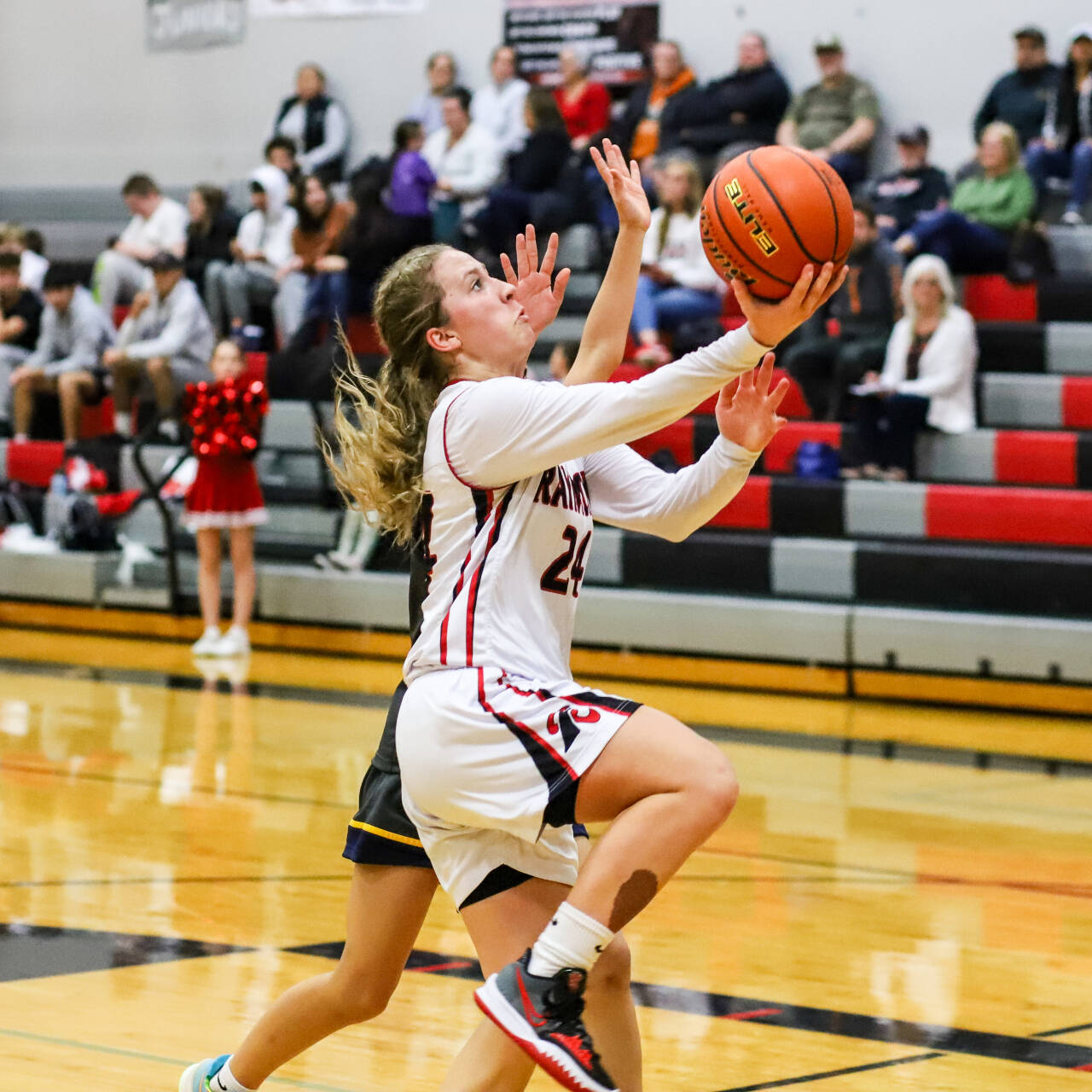 PHOTO BY LARRY BALE Raymond sophomore guard Karsyn Freeman, seen here in a file photo, scored 45 points in a 61-60 loss to Rainier on Thursday in Raymond.