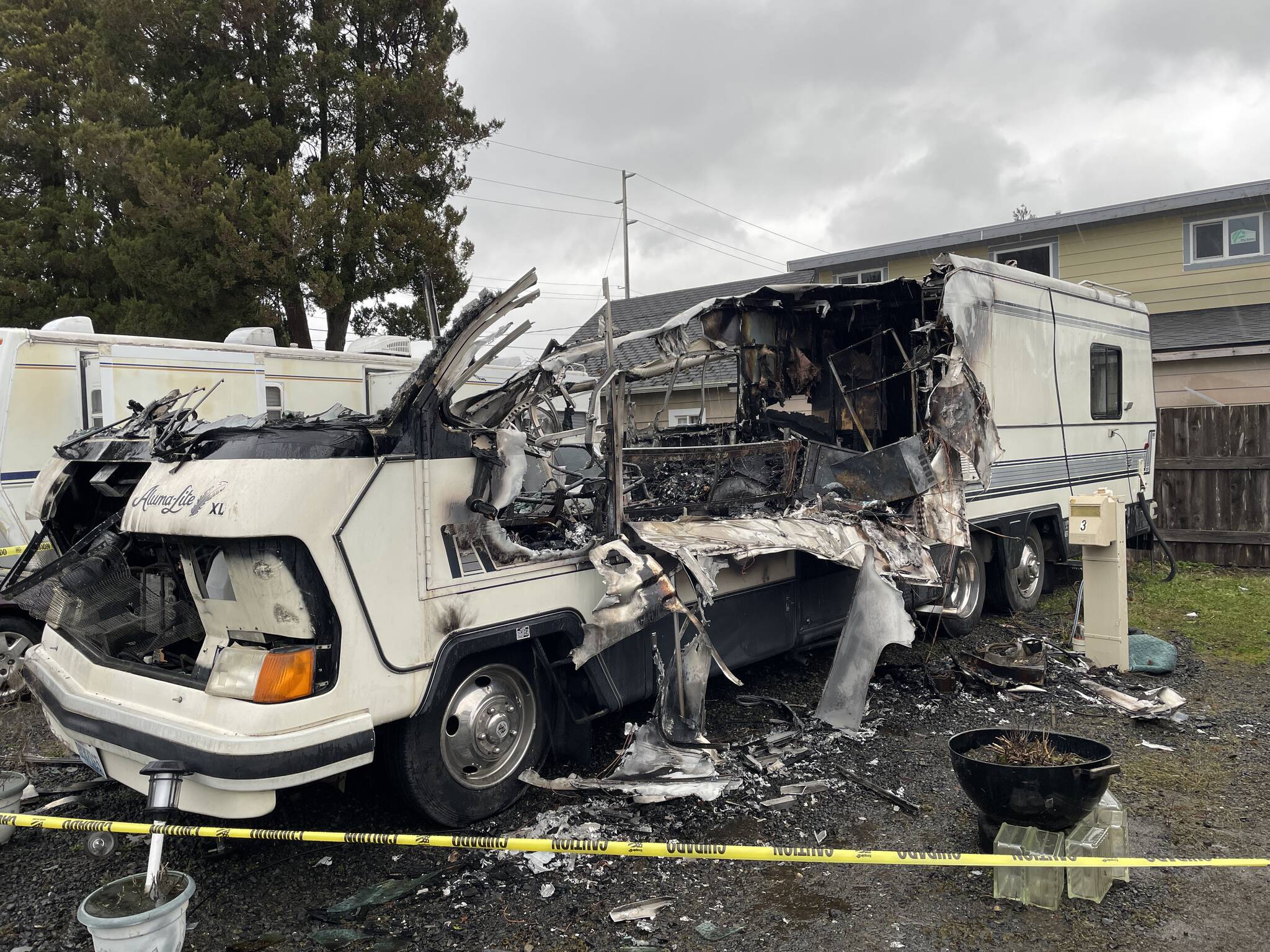 A fire on Jan. 8 that destroyed an RV at a Hoquiam motor home park killed the resident, a 91-year-old man. (Michael S. Lockett / The Daily World)
