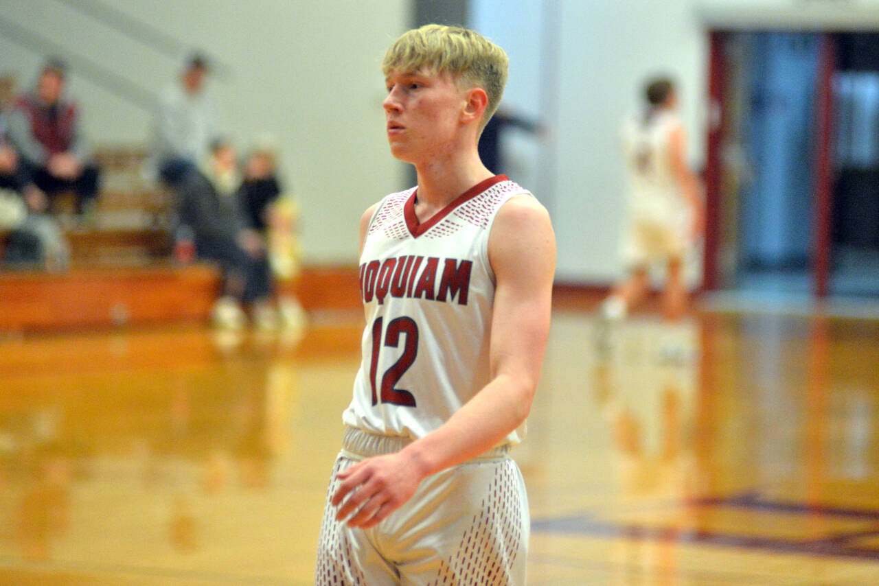 DAILY WORLD FILE PHOTO Hoquiam senior guard Michael Lorton Watkins recorded a double-double in a 57-32 win over Ocosta on Wednesday at Hoquiam High School.