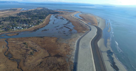 Courtesy photo / Shoalwater Bay Indian Tribe
The reinforced storm barrier, the result of an emergency project overseen by the Army Corps of Engineers, will prevent winter storms from thrashing the coastal lowlands of the Shoalwater Bay Indian Tribe’s lands near Tokeland.